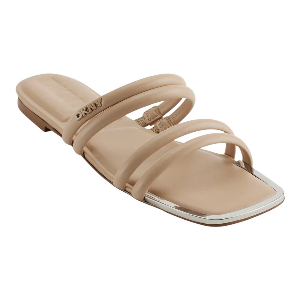 DKNY Women's Dee Strappy Slip On Slide Sandals Beige Size 7 1/2